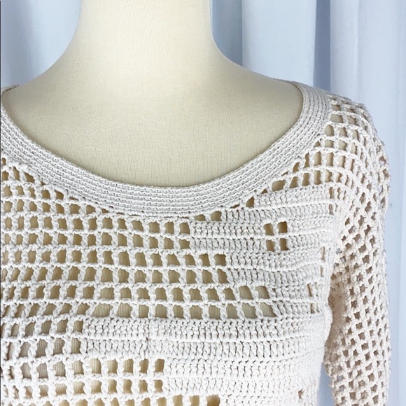 Anthro Hand Knit By Dollie Open Stitch Anchor Top - Picture 5 of 8